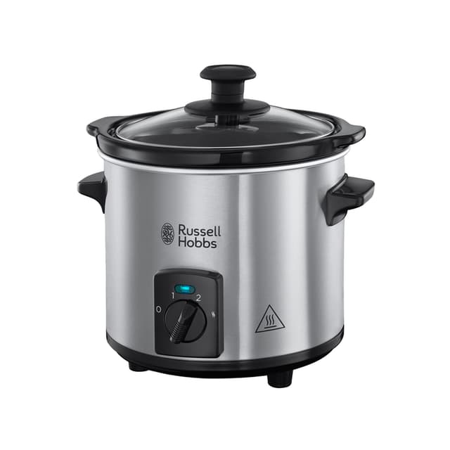 Медленноварка, Russell Hobbs, 25570-56, 3 температурных режима, Объем 2 л, Съемная керамическая чаша, Мощность 145 Вт, Стальной/Черный