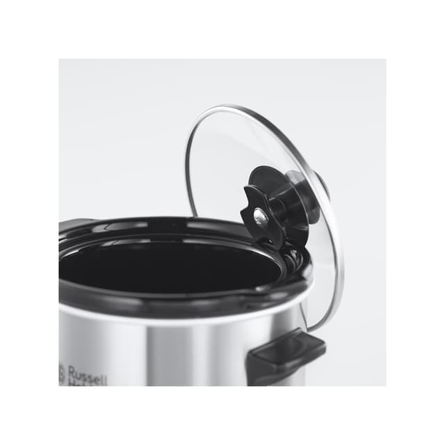 Медленноварка, Russell Hobbs, 25570-56, 3 температурных режима, Объем 2 л, Съемная керамическая чаша, Мощность 145 Вт, Стальной/Черный