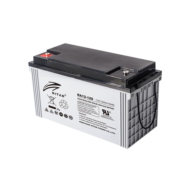 Батарея, Ritar, RA12-120, Свинцово-кислотная 12В 120 Ач, Вес нетто: 33.5 кг, Размер в мм.: 407*177*225