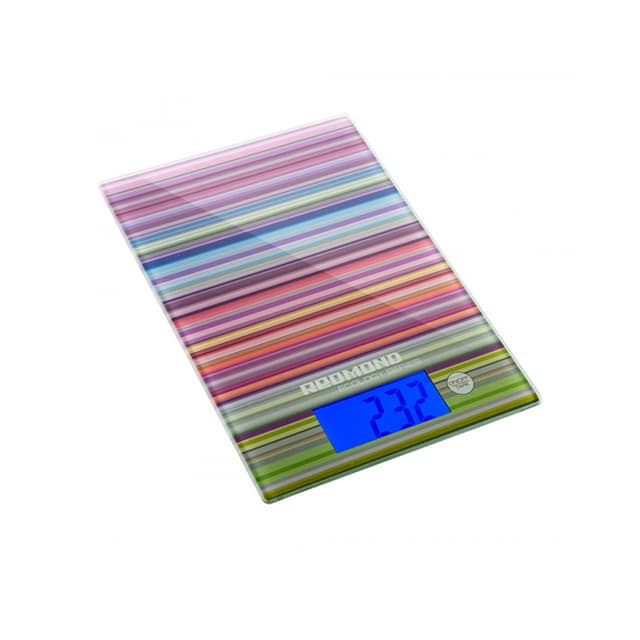 Весы кухонные, Redmond, RS-736, Полоски,Индикация заряда батареи есть ,Материал платформы	стекло , Предел взвешивания	8 кг