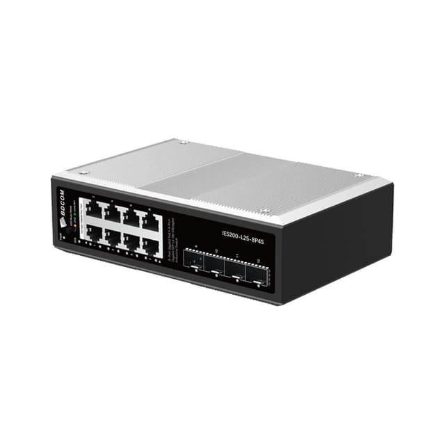 Коммутатор, BDCOM, IES200-L25-8P4S, Управляемый L3-lite, 8 портов 10/100/1000 RJ45, PoE 802.3af/at, бюджет POE 240В (зависит от БП), 4 порта SFP, DC 48-55ВDual RPS, вход DC12V, -40+75°C, DIN-rail, без блока питания