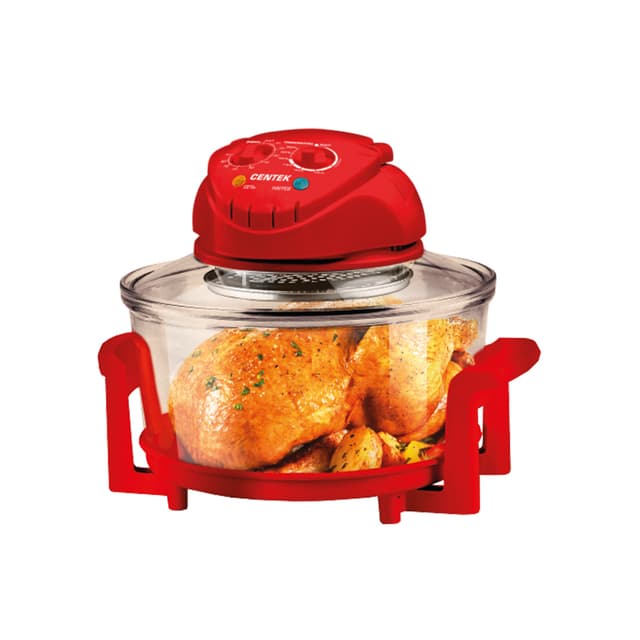 Аэрогриль, Centek, CT-1456, 12+5л, 1400Вт, Таймер 90 мин, Max 250°, 2 решетки, Красный