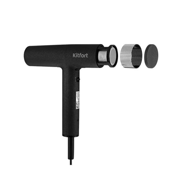 Фен, Kitfort, КТ-3239, 4 температурных режима, 3 скоростных режима, Генератор ионов, Длина шнура 1.6м, Мощность 2000 Вт, Чёрный