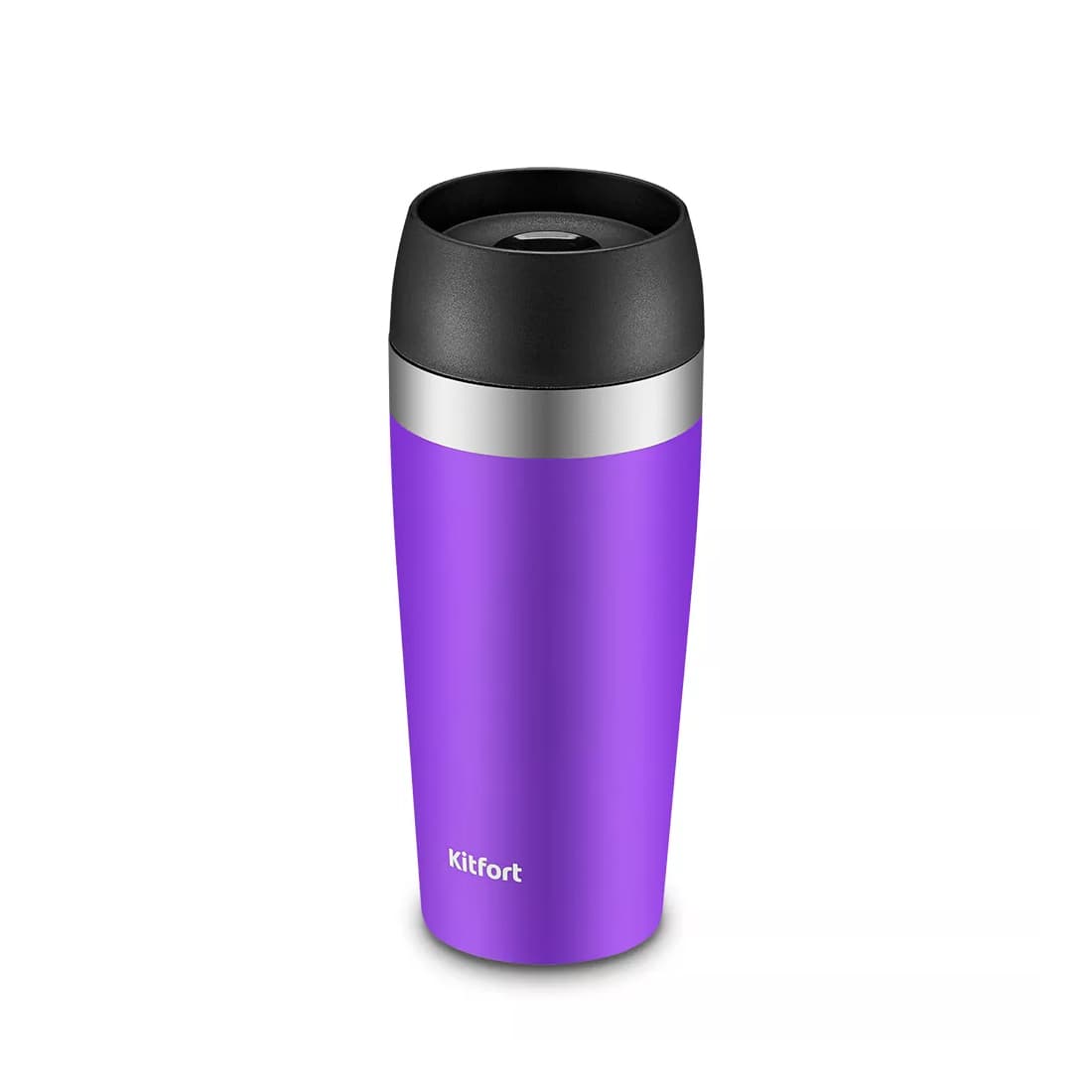 Термокружка, Kitfort, КТ-1223-1, Объём 400мл, Нержавеющая сталь, Пластик, Сохранение температуры 10-12 ч, Фиолетовый