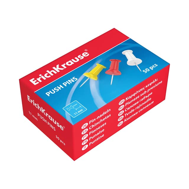 Кнопки силовые, ErichKrause®, 24877, цветные, (коробка 50 кнопок)