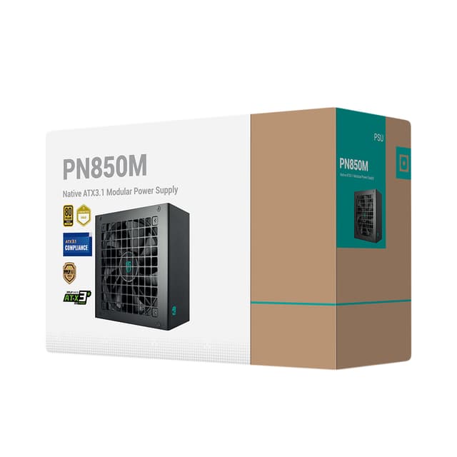 Блок питания, GamerStorm, PN850М R-PN850M-FC0B-WGEU, 850W, ATX 3.1, Gold, APFC, 20+4 pin, 2*4+4pin, 8*Sata, 2*Molex, 3*PCI-E 6+2 pin, 1*(16Pin)12VHPWR, Модульный, Вентилятор 12см, Кабель питания, Чёрный