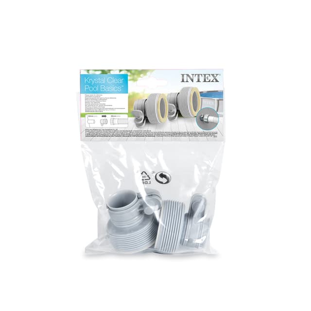 Набор переходников для шлангов, INTEX, 29061, Пластик, Для адаптирования шланга с 32 мм38 мм, 2 переходника 10722 в наборе, Серые, Пакет