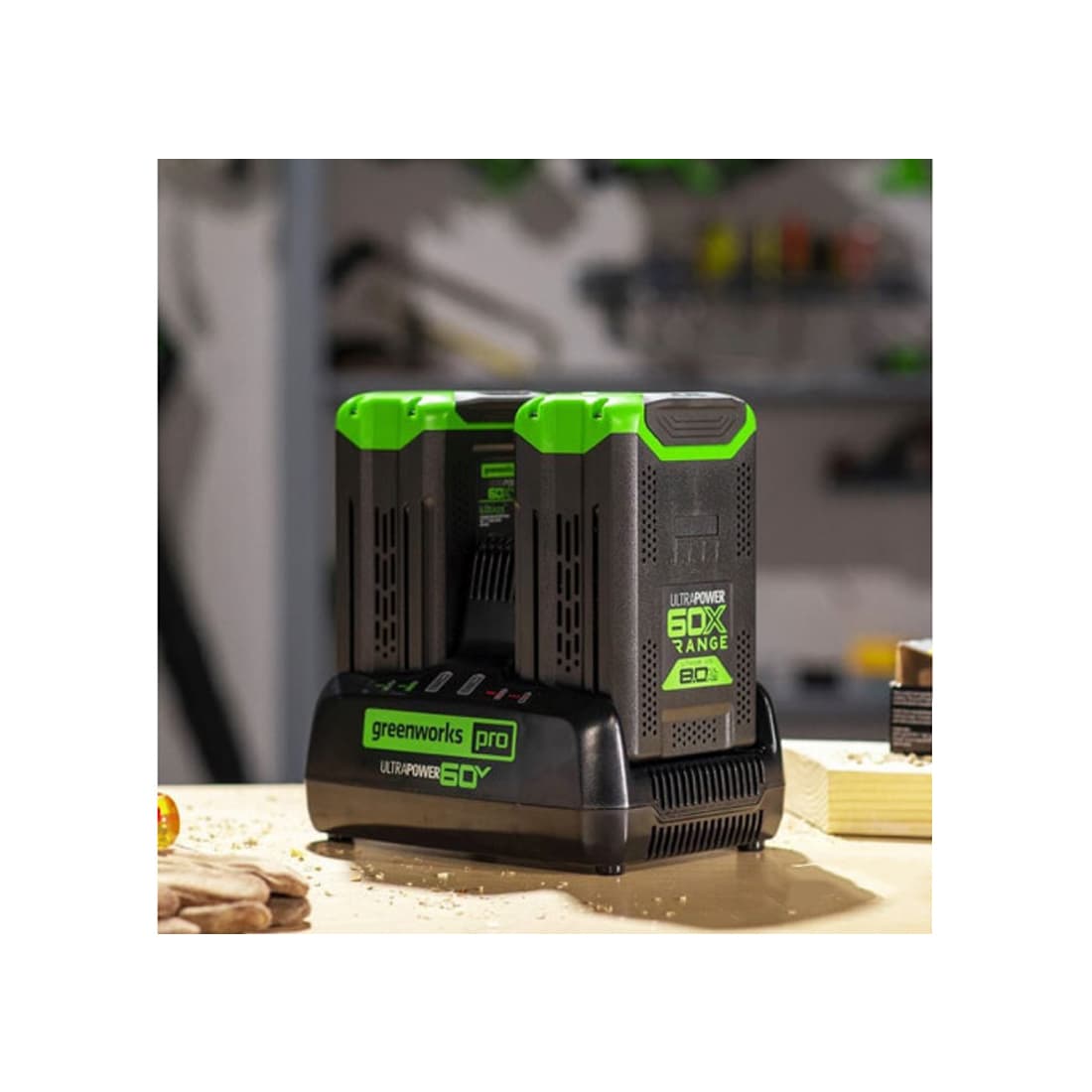 Быстрое зарядное устройство для двух аккумуляторов, Greenworks, 2954407, 60V, 10А