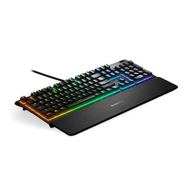 Клавиатура, Steelseries, Apex 3 US, 64795 Игровая, Мембранные клавиши, IP32, USB, Подсветка RGB, Размер: 444.72*151.62*39.69 мм., Анг/Рус, Чёрный