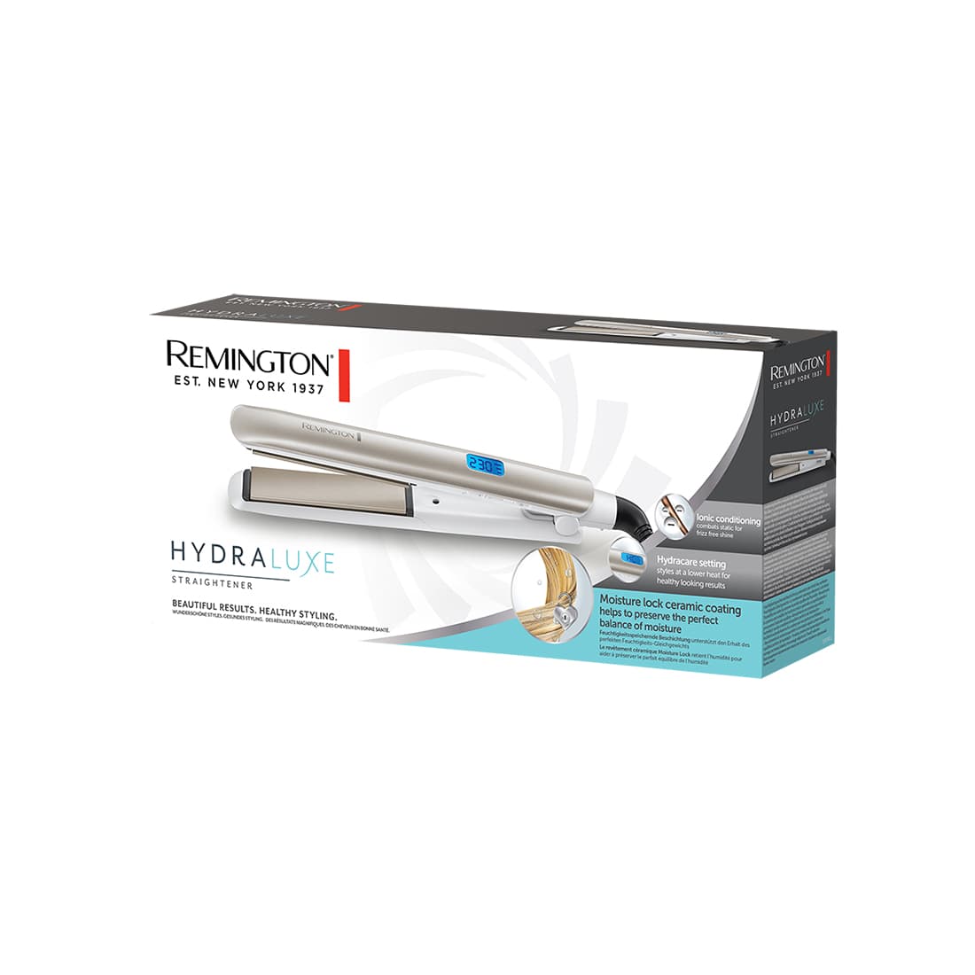 Выпрямитель для волос, Remington, S8901, Мощность 55W, 9 режимов нагрева, Керамическое покрытие рабочей поверхности, Автоотключение, Защита от перегрева, Ионизация, Серый