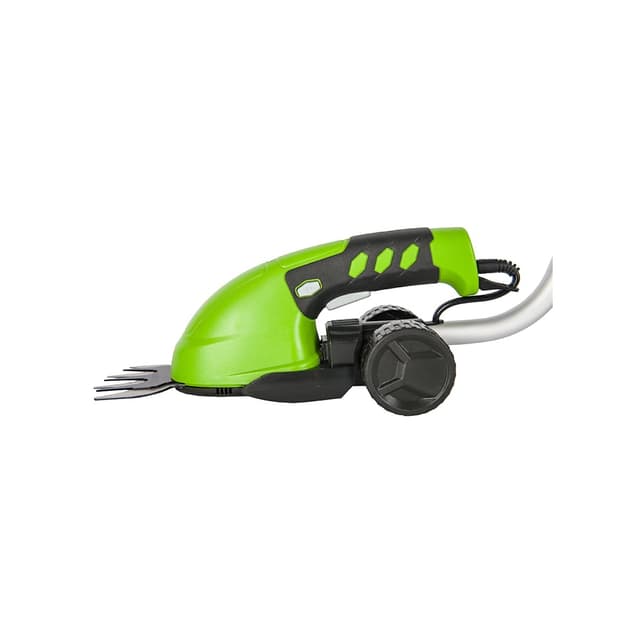 Садовые ножницы аккумуляторные, Greenworks, G36GS(1600207RU), 3,6V со встроенным аккумулятором 2 Aч и телескопической ручкой, Преимущества модели, Легкий вес - 0,7 кг, Лезвие с алмазной заточкой для стрижки кустов длиною 16 см и шагом среза 10 мм, Лезвие для стрижки травы шириной 8 см, Чехлы для хранения лезвий, Время автономной работы до 30 мин, Встроенный аккумулятор 3.6V, емкостью 2 Ач., Черный/зелёный