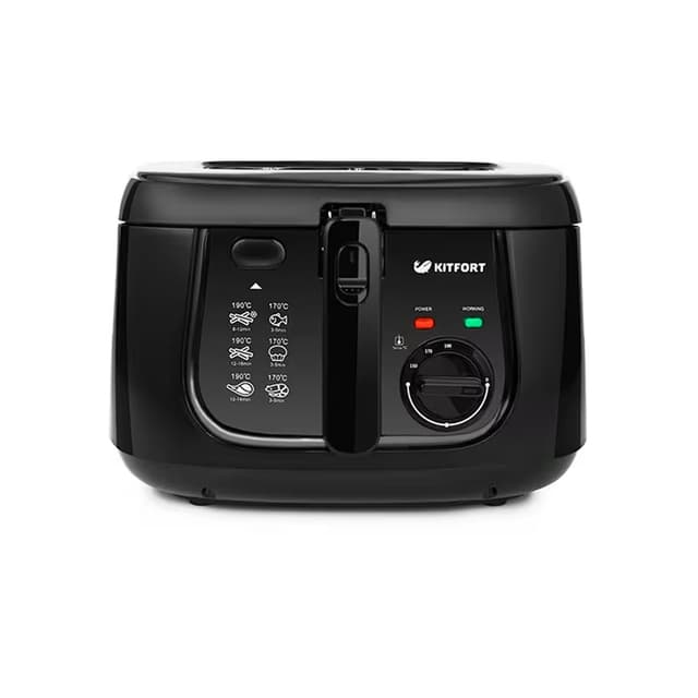 Фритюрница, Kitfort, КТ-2018, Объем чаши 2.5 л, 3 температурных режима, Длина шнура 0.69 м, Мощность 1800 Вт, Черный