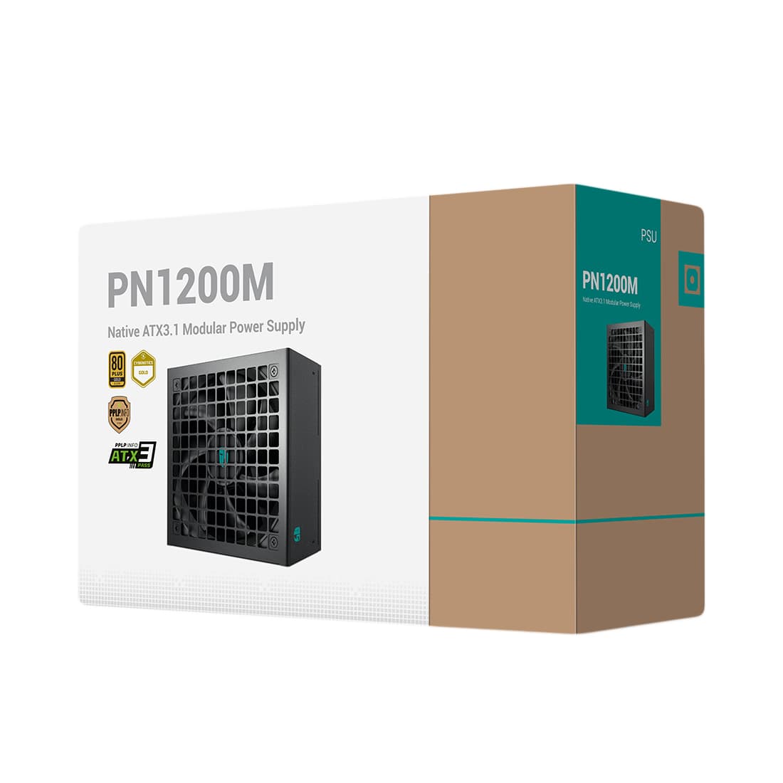 Блок питания, GamerStorm, PN1200M R-PNC00M-FC0B-WGEU, 1200W, ATX 3.1, Gold, APFC, 20+4 pin, 2*4+4pin, 8*Sata, 2*Molex, 3*PCI-E 6+2 pin, 1*(16Pin)12VHPWR, Модульный, Вентилятор 12см, Кабель питания, Чёрный