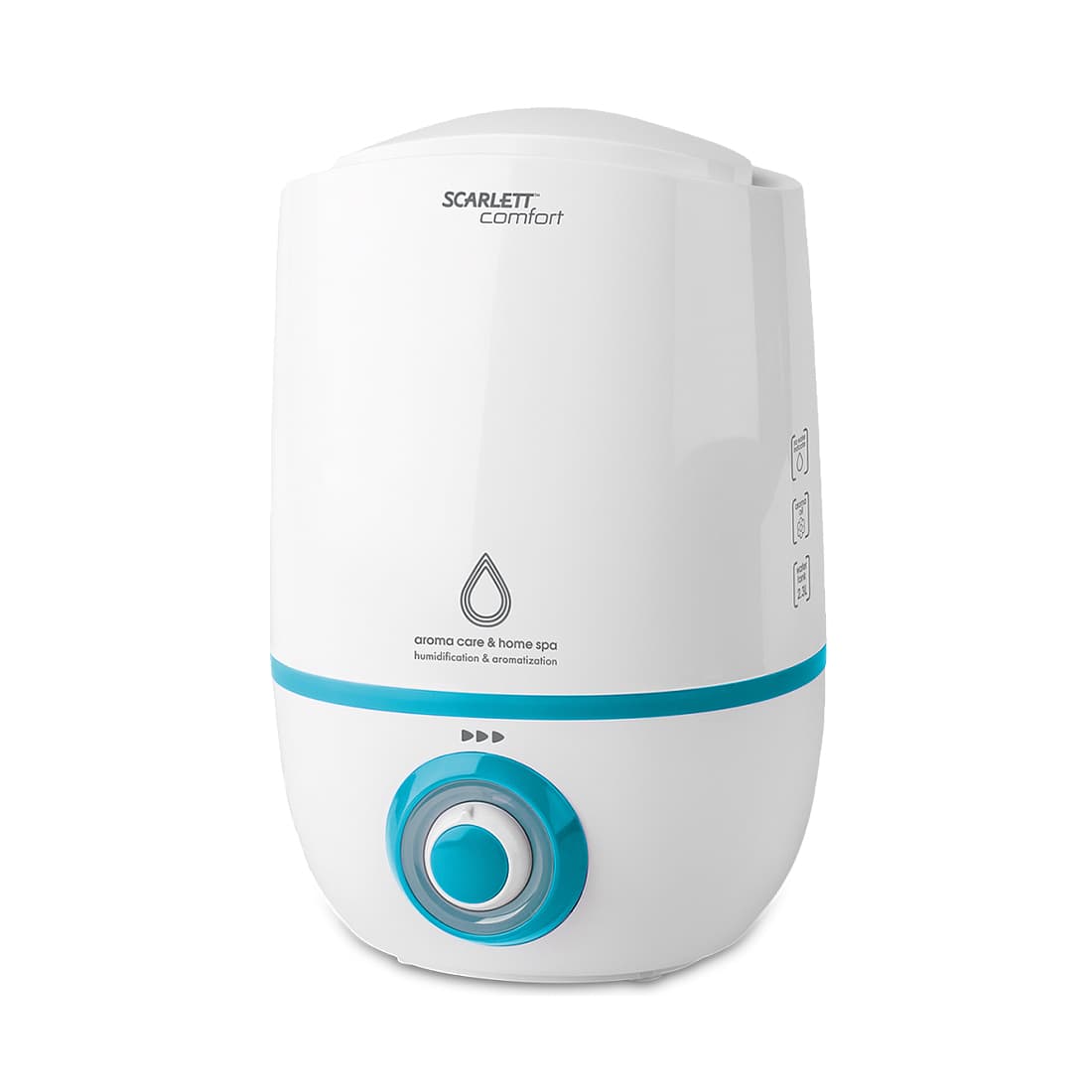 Увлажнитель, Scarlett, SC-AH986M16, Объем 2.3 л, Управление механическое, Площадь 30 м, Расход воды максимальный 300 мл/ч, Автоматическое отключение