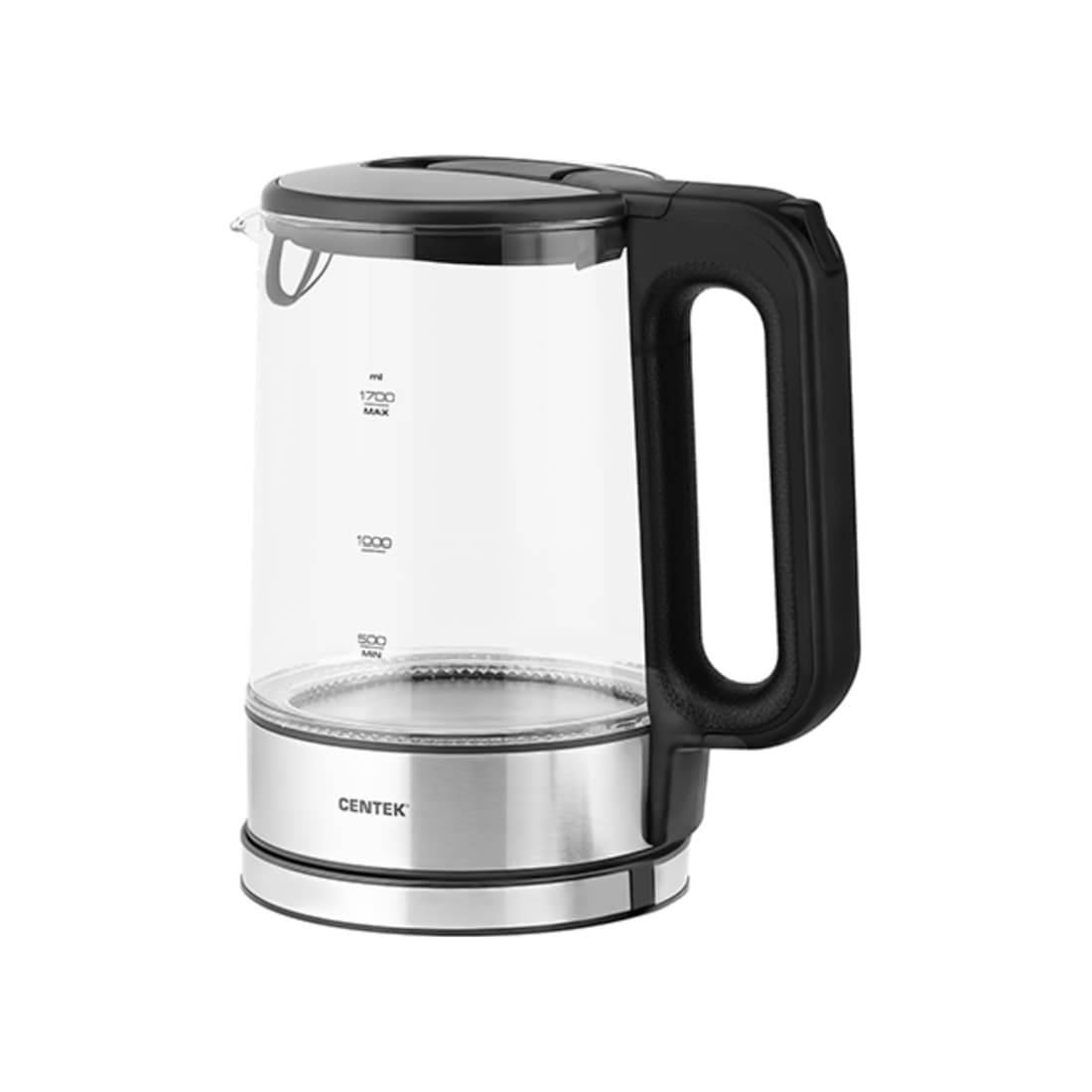 Чайник электрический, Centek, CT-0032, Стекло 1.7л, 2200Вт, Внутр.LED подсветка, Быстрое кипячение, Фильтр от накипи