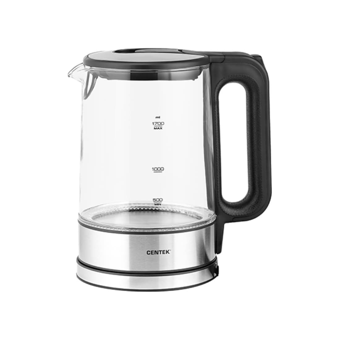Чайник электрический, Centek, CT-0032, Стекло 1.7л, 2200Вт, Внутр.LED подсветка, Быстрое кипячение, Фильтр от накипи