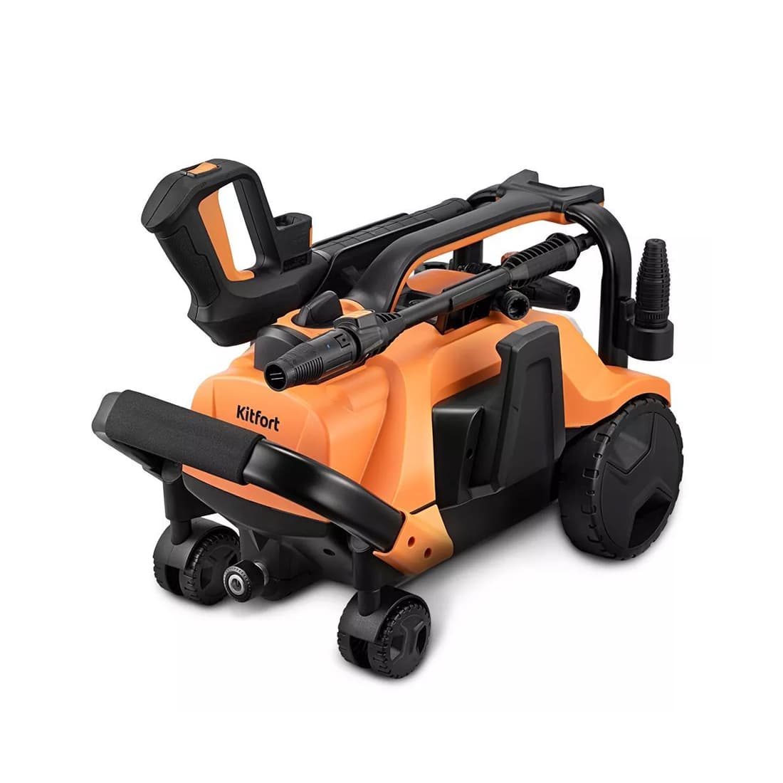 Мойка высокого давления, Kitfort, КТ-9162, Давление 11-16 Мпа, Расход воды 5.6-8 л/мин, Уровень шума < 95 дБ, Диаметр быстросъемного коннектора 19 мм, Длина высоконапорного шланга 5 м, Длина шнура 5 м, Мощность 2200 Вт, Черный/Оранжевый