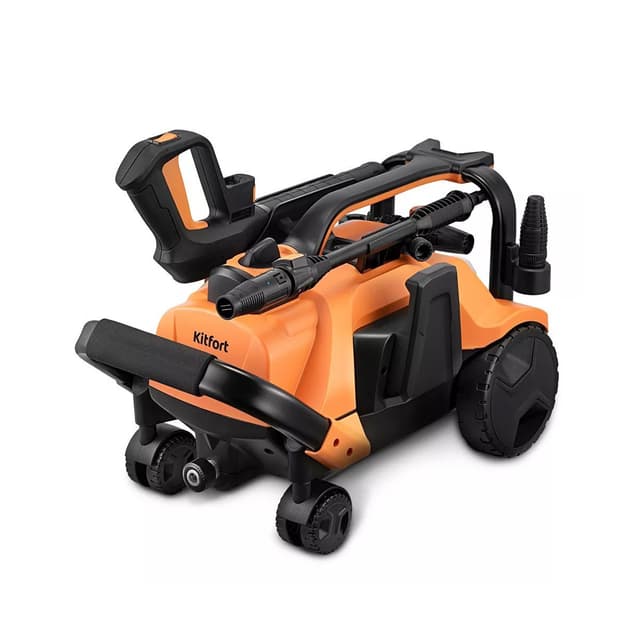 Мойка высокого давления, Kitfort, КТ-9162, Давление 11-16 Мпа, Расход воды 5.6-8 л/мин, Уровень шума < 95 дБ, Диаметр быстросъемного коннектора 19 мм, Длина высоконапорного шланга 5 м, Длина шнура 5 м, Мощность 2200 Вт, Черный/Оранжевый