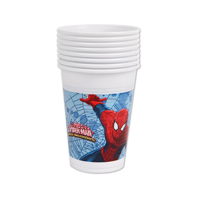 Стакан праздничный, ВЕСЁЛАЯ ЗАТЕЯ, 1502-4680, Spider-Man, Объем 200 мл., (8 шт. в пакете), Бумажный, Розовый, Пакет