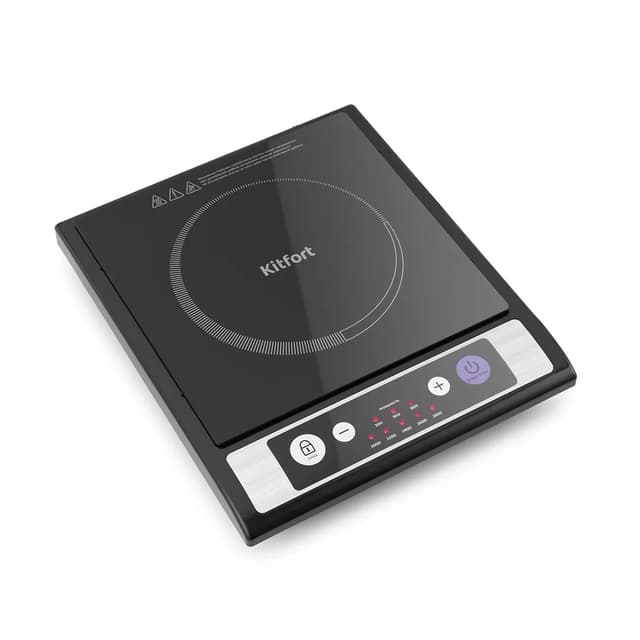 Индукционная плитка, Kitfort, КТ-107, 1 конфорка, Кнопочное управление, Стеклокерамика, Диаметр конформки 170 мм, 1 программа, 8 режимов работы, Мощность 1800 Вт, Длина шнура 1.3м, Черный