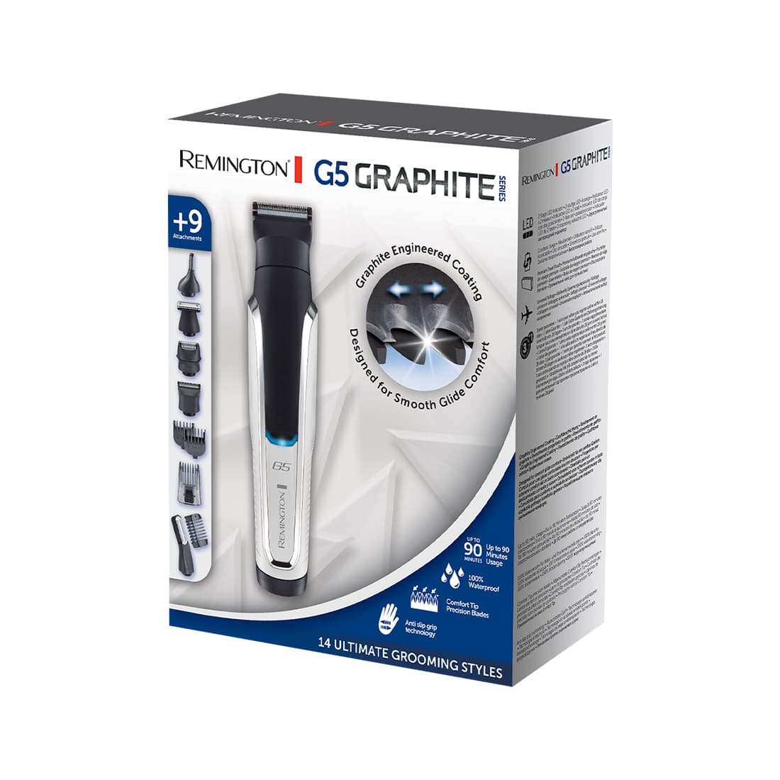 Машинка для стрижки, Remington, PG5000, 9 насадок, материал лезвий нержавеющая сталь, Питание от аккумулятора, Чехол для путешествий, Белый/Черный