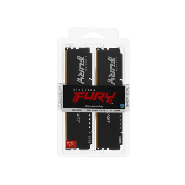 Комплект модулей памяти, Kingston, FURY Beast Black EXPO KF556C36BBEK2-64, DDR5, 64GB (Kit 2x32GB), DIMM <PC5-44800/5600MHz>