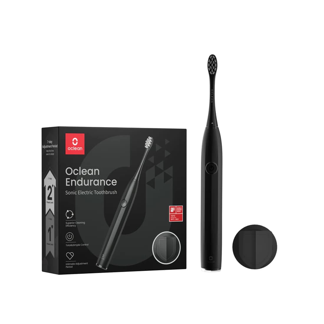 Зубная электрощетка, Oclean, Endurance, C01000360, Специально разработанный режим для начинающих, 72 000 движений в минуту с магнитным двигателем, Щетинки Dupont в форме ромба и буквы W, Срок службы батареи до 30 дней, Конструкция против плесени и настенное крепление, Водонепроницаемость IPX7, Черный