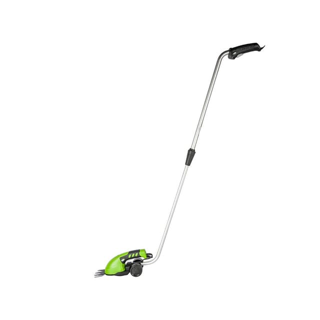 Садовые ножницы аккумуляторные, Greenworks, G72GS(1600807RU), 7,2V со встроенным аккумулятором 2 Aч и телескопической ручкой, Преимущества модели Легкий вес – 0,7 кг., Лезвие с алмазной заточкой для стрижки кустов длиною 16 см и шагом среза 10 мм, Лезвие для стрижки травы шириной 8 см, Чехлы для хранения лезвий, Время автономной работы до 30 мин, Встроенный аккумулятор 7.2V, емкостью 2 Ач., Черный/зелёный