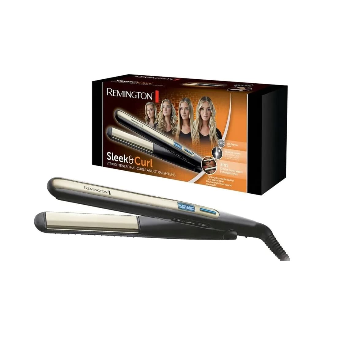 Выпрямитель для волос, Remington, S6500, Электронное управление, Температура нагрева 150-230 °С, Время нагрева 15 сек, Размеры пластин 110 х 20 см, Керамическое покрытие, Автоотключение, Термоизолированный наконечник, Плавающая пластина, Длина шнура 1.8м, Мощность 300 Вт, Черный/Золотистый