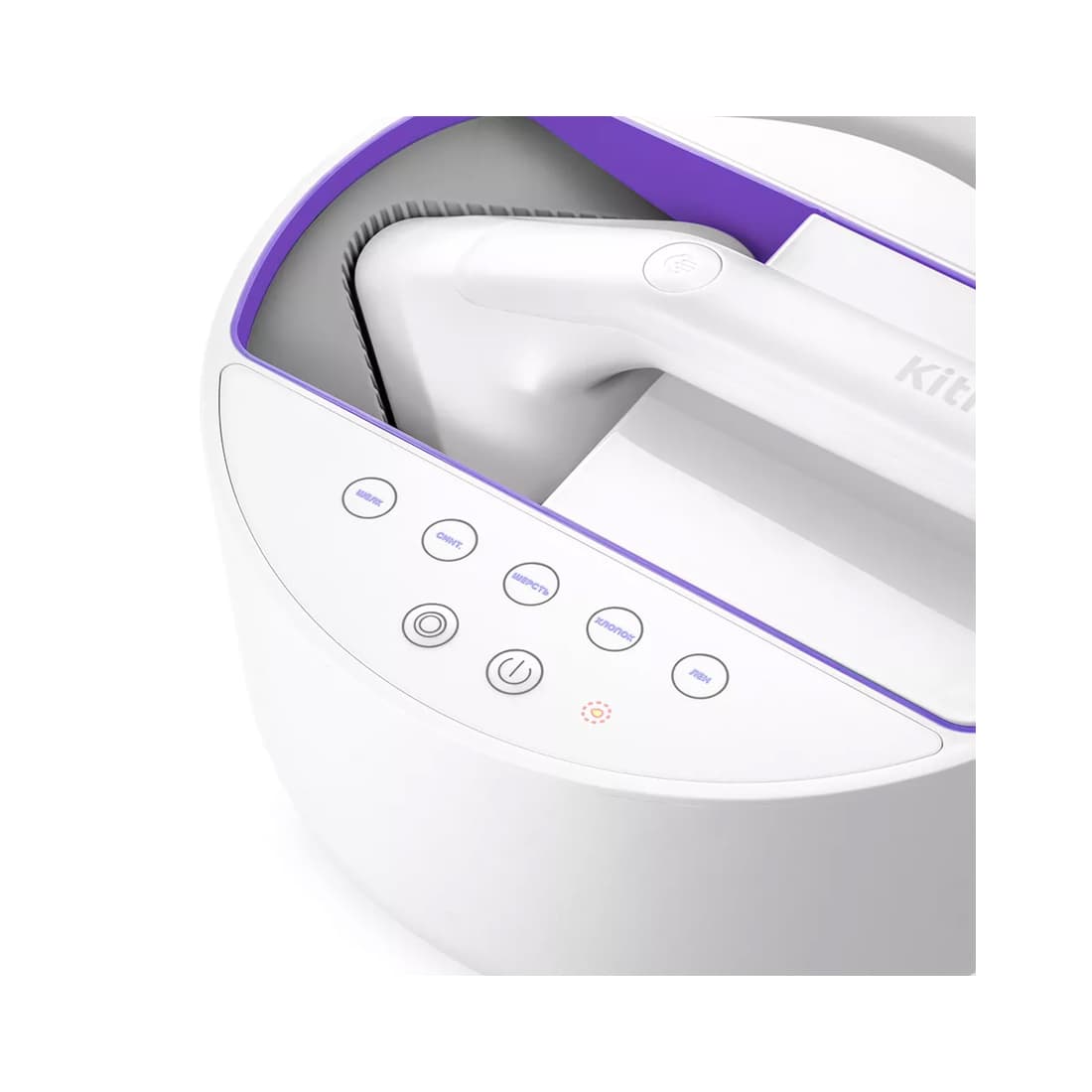 Отпариватель, Kitfort, КТ-9110-1, Мощность 2180 Вт, Интенсивность подачи пара 45 г/мин, Количество режимов отпаривания 5, Максимальная температура нагрева 160 °C, Цвет Бело-фиолетовый