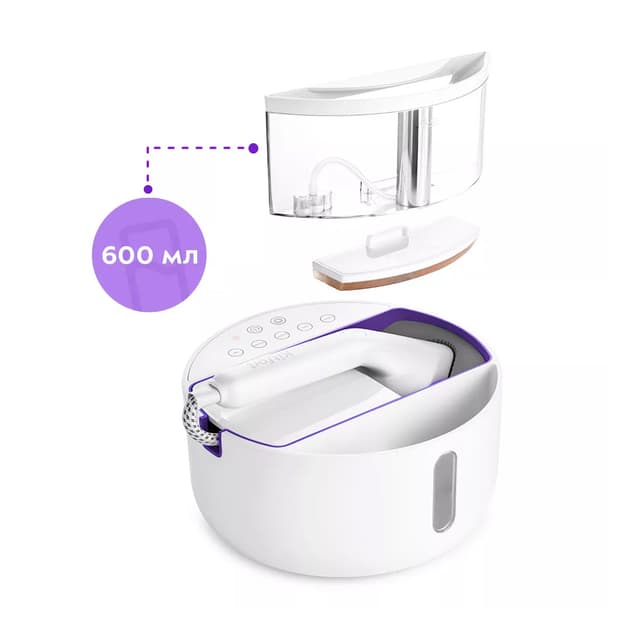 Отпариватель, Kitfort, КТ-9110-1, Мощность 2180 Вт, Интенсивность подачи пара 45 г/мин, Количество режимов отпаривания 5, Максимальная температура нагрева 160 °C, Цвет Бело-фиолетовый