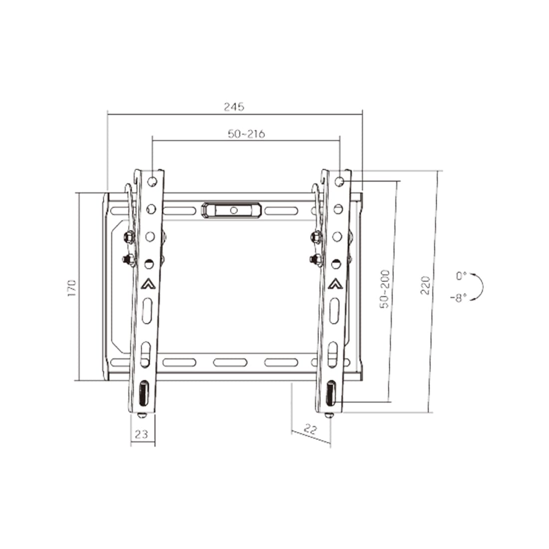 Кронштейн для ТВ и мониторов, Brateck, KL37-22T, Макс. нагрузка - 45 кг, Диагональ экрана от 13" до 43", Уровень, Чёрный