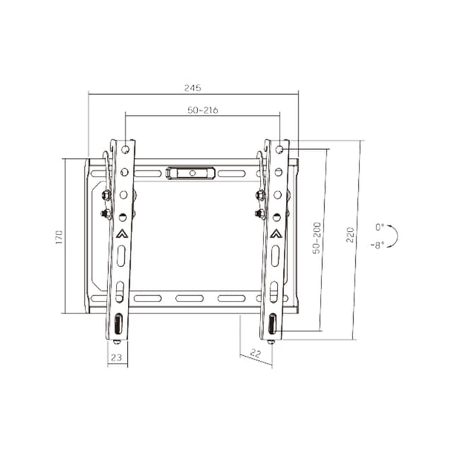 Кронштейн для ТВ и мониторов, Brateck, KL37-22T, Макс. нагрузка - 45 кг, Диагональ экрана от 13" до 43", Уровень, Чёрный