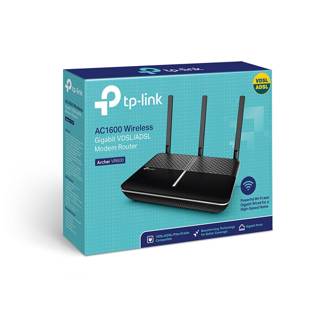Модем, TP-Link, Archer VR600, до 300 Мбит/с (2.4 ГГц) + 1300 Мбит/с (5 ГГц), 3 10/100/1000Mbps RJ 45 WAN Ports,,1 10/100/1000Mbps RJ 45 LAN/WAN Port,1 RJ11 Port,,1 USB 2.0 Port