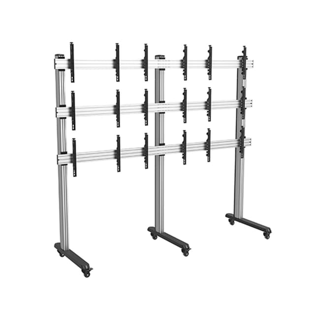 Стойка мобильная для видеостен, Brateck,LVS02-946FW, 45"-50", Макс. нагрузка - 50 кг (каждая), Высота 2735 мм., Угол наклона до +/-2°, Матовый черный