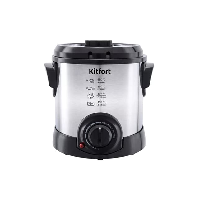 Фритюрница, Kitfort, КТ-2011, Механическое управление, Объем масла 1.5л, Диапозон температур 130-190 °C, Плавная регулировка температуры, Нержавеющая сталь, Черный, Стальной