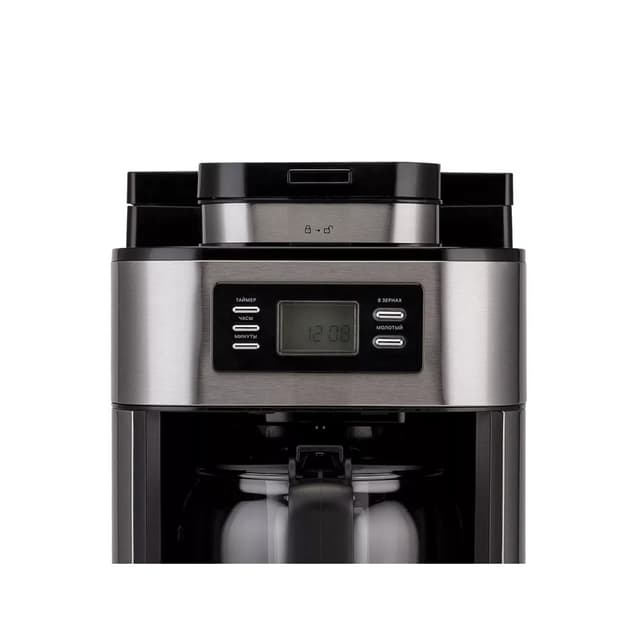 Кофемашина, Kitfort, КТ-781, Встроенная кофемолка, Температура нагрева 80-90 °С, Используемы кофе зерновой/молотый, LED-дисплей, Автоподогрев, Объем 1л, Мощность 105 Вт, Длина шнура 0.8м, Чёрный/Стальной