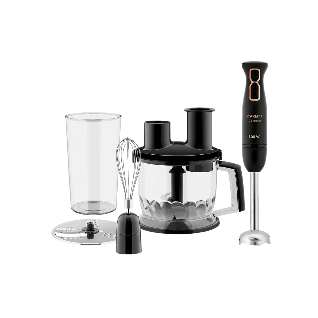 Кухонный процессор-блендер, Scarlett, SC-HB42K09, Мощность 800 Вт, Режим Турбо, 2 сокрости, Цвет черный