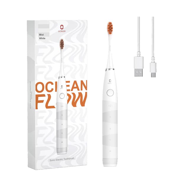 Зубная электрощетка, Oclean, Flow, C01000307/F5002/C01000534, 38000 об/мин, 180 дней в режиме ожидания, 5 режимов чистки на ваш выбор, 2-минутный таймер и 30-секундное напоминание, до 180 дней на одном заряде, Аккумулятор 2500мАч, Вес 200гр, IPX7, USB Type-C, Белый