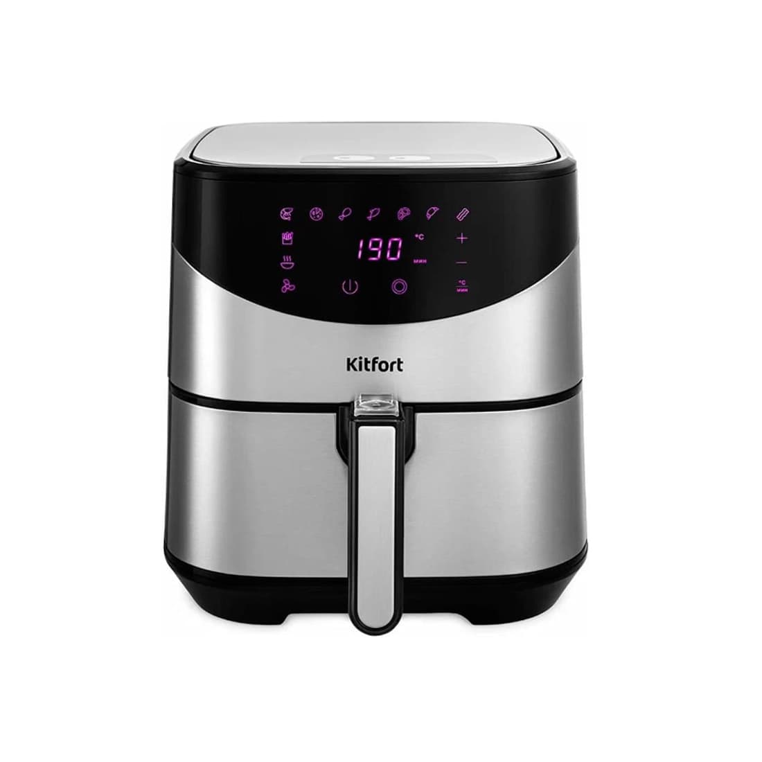 Аэрогриль, Kitfort, КТ-2231, Объем 5л, Сенсорное управление, 9 программ + ручные настройки, Температура нагрева 80 -200 °C, Таймер 60 мин, Длина шнура 1 м, Мощность 1700 Вт, Стальной/Черный