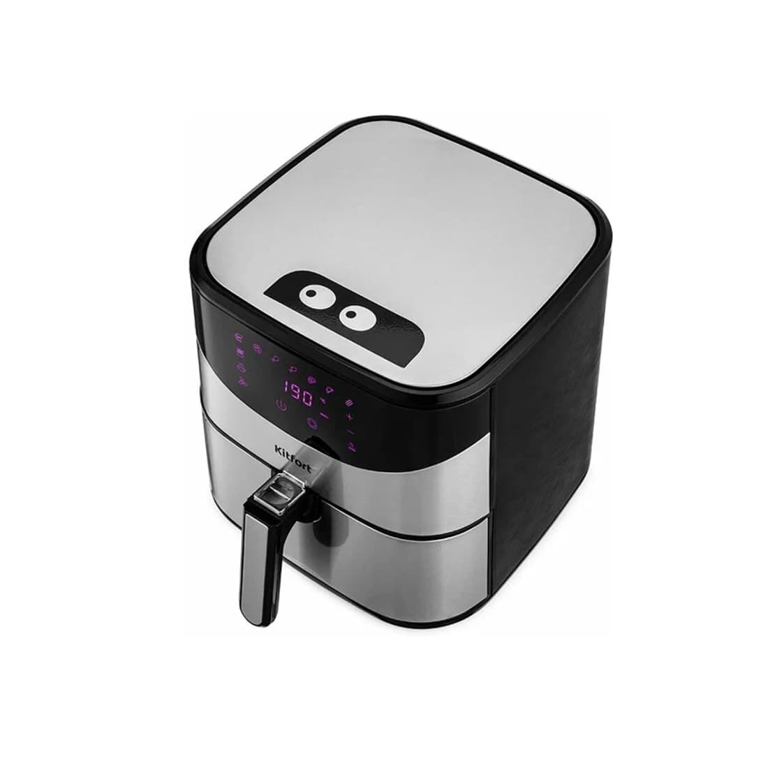 Аэрогриль, Kitfort, КТ-2231, Объем 5л, Сенсорное управление, 9 программ + ручные настройки, Температура нагрева 80 -200 °C, Таймер 60 мин, Длина шнура 1 м, Мощность 1700 Вт, Стальной/Черный