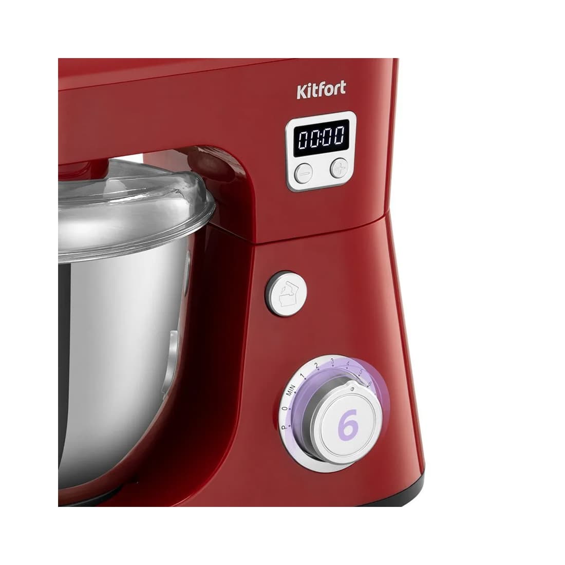 Планетарный миксер, Kitfort, КТ-1308-5, Чаша 4.2л, 6 скоростных режимов, 3 насадки, LCD дисплей, Мощность 600 Вт, Красный