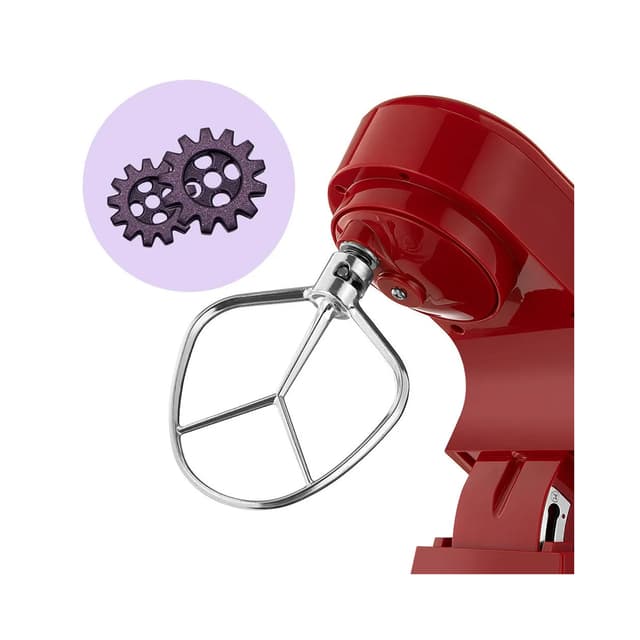 Планетарный миксер, Kitfort, КТ-1308-5, Чаша 4.2л, 6 скоростных режимов, 3 насадки, LCD дисплей, Мощность 600 Вт, Красный