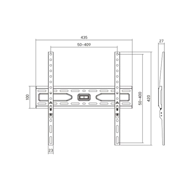 Кронштейн для ТВ и мониторов, Brateck, KL36-44F, Макс. нагрузка - 45 кг, Диагональ экрана от 32" до 75", Уровень, Чёрный