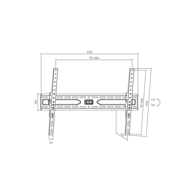 Кронштейн для ТВ и мониторов, Brateck, KL36-46T, Макс. нагрузка - 45 кг, Диагональ экрана от 37" до 86", Угол наклона +/-15°, Уровень, Чёрный