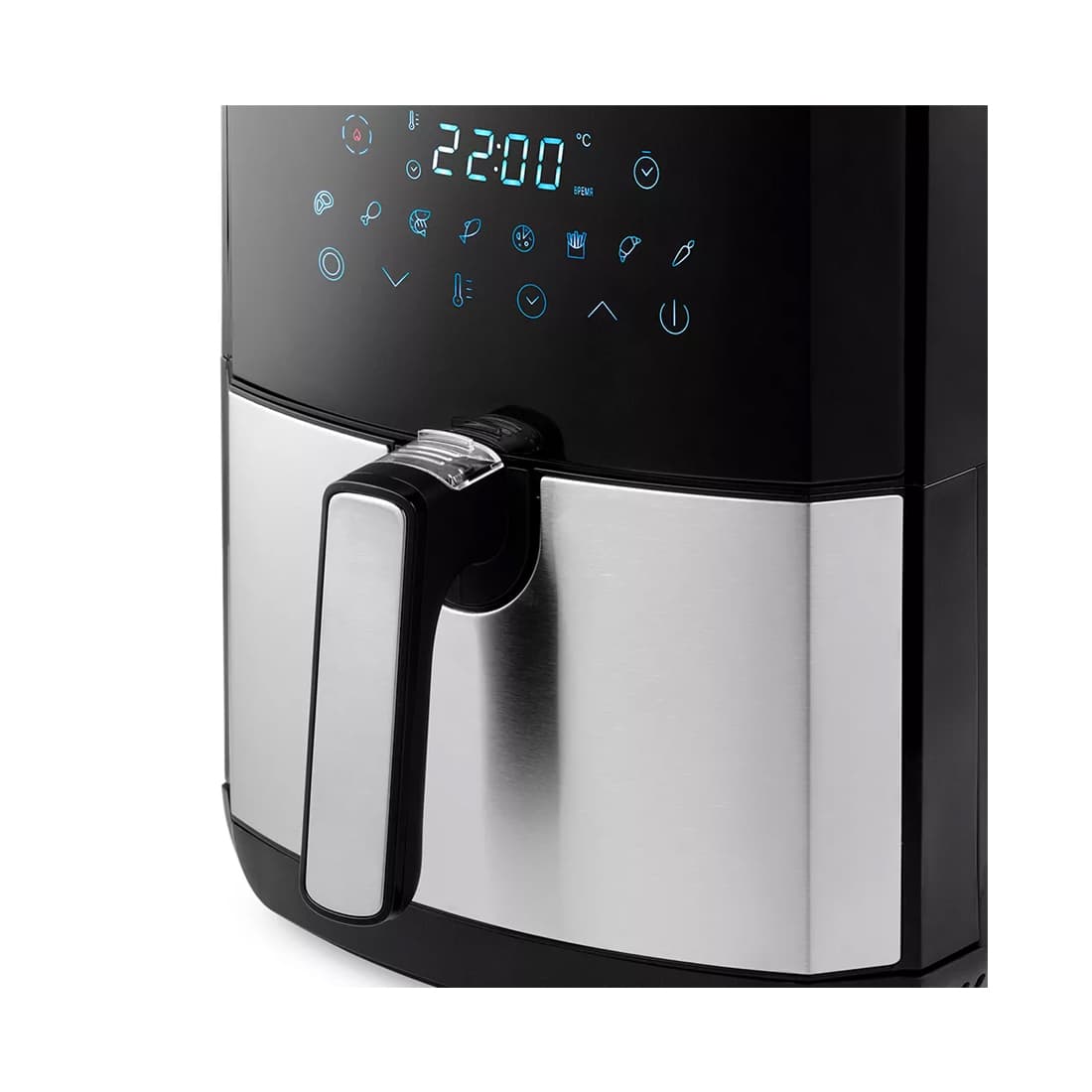 Аэрогриль, Kitfort, КТ-2239, Объем корзины 4.5л, 8 автоматических программ, Режим сушки, Температура нагрева 80-200°C, Таймер, Сенсорное управление, Мощность 1700 Вт, Длина шнура 0.6 м, Черный/Стальной