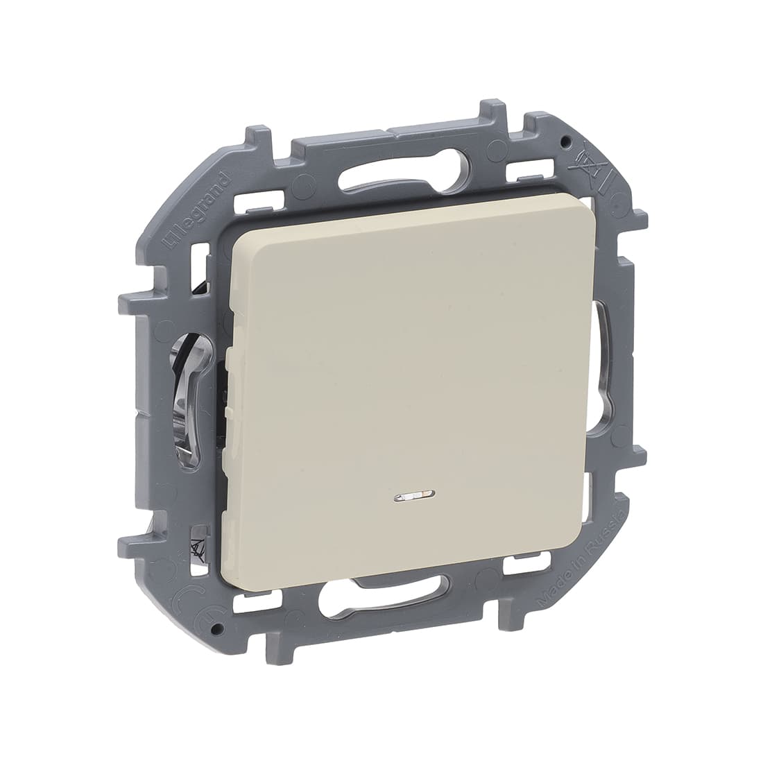 Выключатель одноклавишный с подсветкой/индикацией, Legrand, 673611, Inspiria с/у 10 А ~250В безвинтовые зажимы слоновая кость