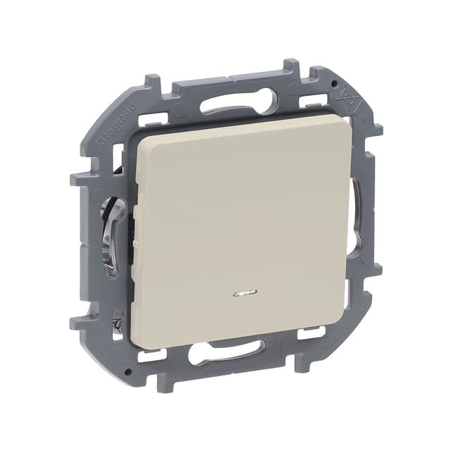 Выключатель одноклавишный с подсветкой/индикацией, Legrand, 673611, Inspiria с/у 10 А ~250В безвинтовые зажимы слоновая кость