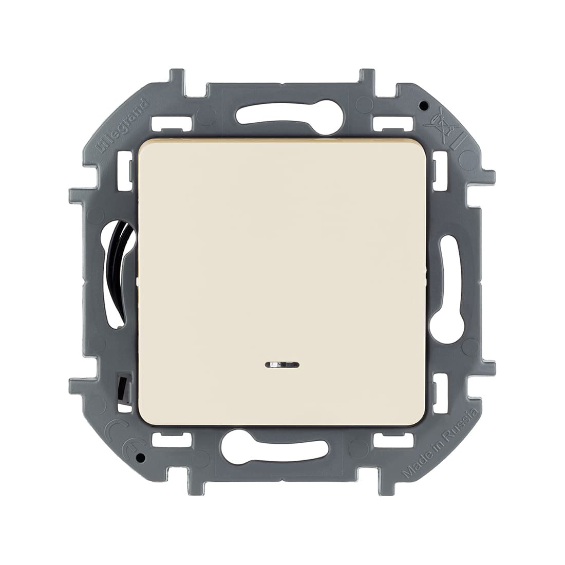 Выключатель одноклавишный с подсветкой/индикацией, Legrand, 673611, Inspiria с/у 10 А ~250В безвинтовые зажимы слоновая кость