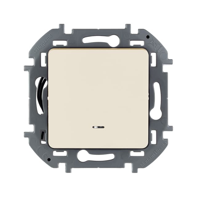 Выключатель одноклавишный с подсветкой/индикацией, Legrand, 673611, Inspiria с/у 10 А ~250В безвинтовые зажимы слоновая кость